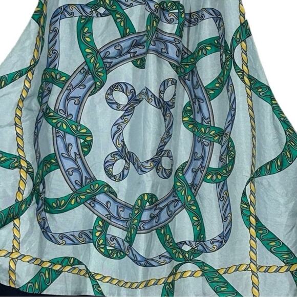 Tommy Hilfiger Collection Nautical Silk Halter Dress 6 | Blue Green Midi Keyhole - Picture 11 of 13